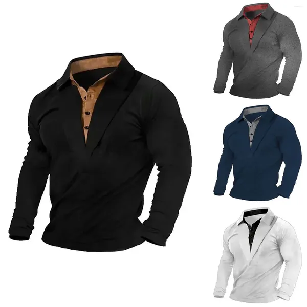 Camisas casuales para hombres Moda Primavera y otoño Botón de manga larga Color sólido Hombres Pack Tee Shirt Big Tall Mens