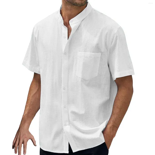 Camisas casuales para hombres Moda Primavera y verano Manga corta Vaquero Hombres Blusa Botón Abajo Camisa T para manga