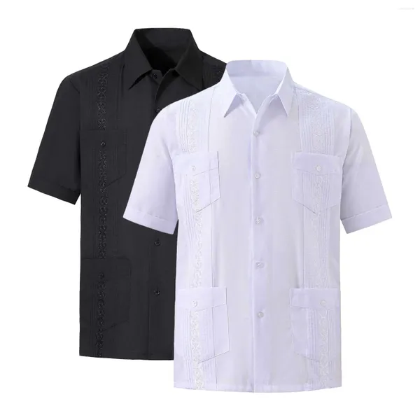 Chemises décontractées pour hommes Mode Printemps / Été Manches courtes Imprimé Revers à capuche Combinaison Hommes Bouton Chemise Big Tall pour