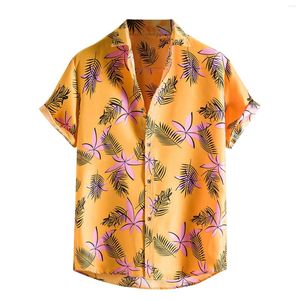 Chemises décontractées pour hommes Fashion Sunflower Imprimé pour hommes Hawaiian Shirt Blouse V Neck Bouton TOP MEN MEN SUMPRE CHEAT