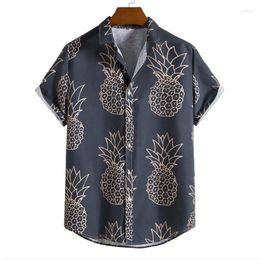 Chemises décontractées pour hommes Fashion Tropical Fruits 3D Print Shirt for Men Summer Street Short Sleeve Hawaiian Tops Bouton Boulace masculin lâche