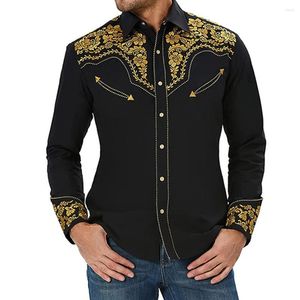 Chemises décontractées pour hommes Mode Vintage Imprimer et Blouses Western Manches longues Baggy Simple Boutonnage Streetwear Chemise Tops Vêtements