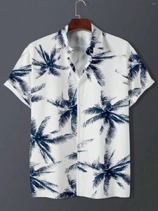 Camisas casuales para hombres de moda Tropical Palm Leaf Pattern Shirth Women Women Manga corta Botón arriba Tops