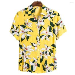 Chemises décontractées pour hommes Chemise à manches courtes ethnique rapide 3D Impression florale Blouse hawaïenne Style de plage Bohème pour hommes Roupas Maculinas