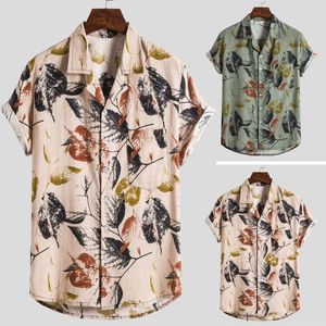 Camisas casuales para hombres Camiseta ajustada Camisa de vestir para hombres Blusa con cuello abotonado Bolsillos estampados Top de verano Algodón-lino Short Lady Long SleeveMen's