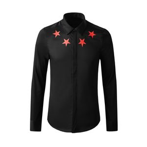 Chemises décontractées pour hommes cinq étoiles pointues imprimées en bas de chemise à manches longues pour hommes