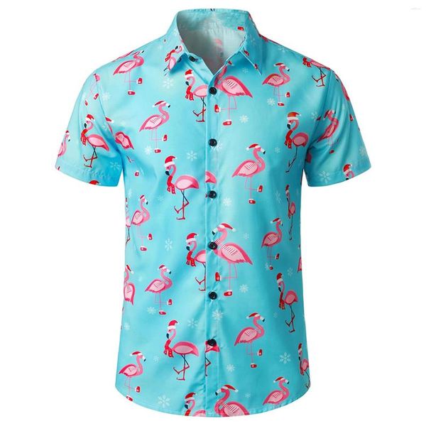 Camisas casuales para hombres Camisa con patrón de flamenco Camiseta de manga corta Camiseta con estampado de animales en 3D Camisetas divertidas de gran tamaño para hombres