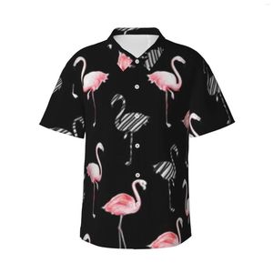 Chemises décontractées pour hommes Flamingos Mens Hawaiian Short Sleeve Button Down Beach Tropical Floral