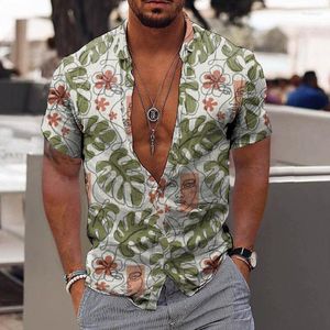 Camisas informales para hombre, estampado Floral 3d para hombre, camisetas de moda de manga corta para playa Tropical hawaiana, blusa para hombre, ropa de gran tamaño