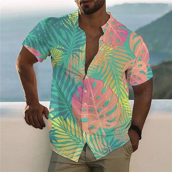 Camisas casuales para hombres botones florales por la playa de las vacaciones tropicales ropa de verano camisa de gran tamaño vintage