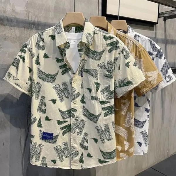 Chemises décontractées pour hommes Floral Homme Tops Drôle Avec Impression Hip Hop Anime Vêtements Hawaïen Graphique Coloré Et Blouses Pour Hommes Régulier Asie Cool