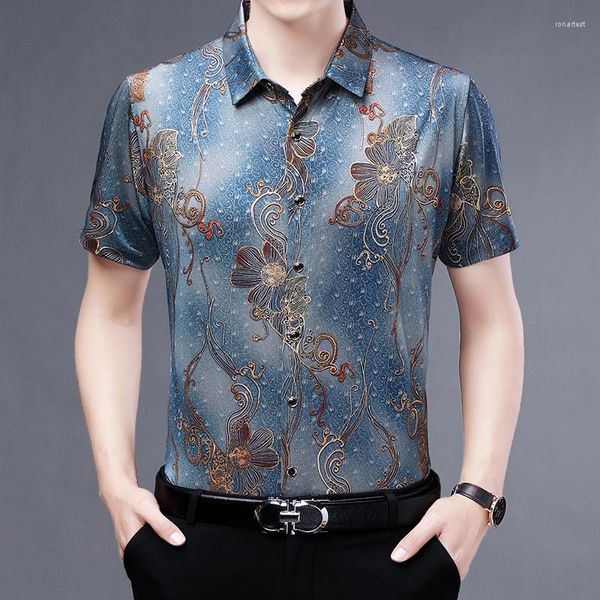 Camisas casuales para hombres Patrón floral Impresión 3D Streetwear Camisa de vestir de manga corta Hombres Verano 2022 Calidad Suave Suave Boutique Camisa