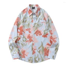 Chemises décontractées pour hommes Fleur Full Print Manches longues Hommes Femmes Matériau mince Automne pour homme 2 couleurs