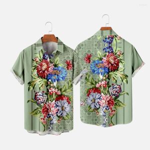 Casual shirts voor heren bloem geprinte Hawaiiaanse strand blouses korte mouw camicias streetwear harajuku