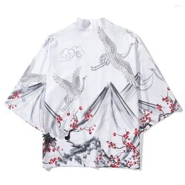 Casual shirts voor heren bloem dun materiaal open steek extra grote harajuku kimono mannen wome 2023 zomer bovenkleding kleding