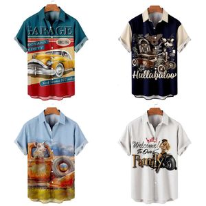 Chemises décontractées pour hommes pour hommes 3d Vintage Fashion violon Rocker imprimé rockabilly chemise courte à manches courtes Homme Haruku Ropa Hombre 230321