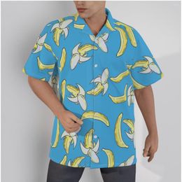 Chemises décontractées pour hommes pour hommes Blue Print Bananas Logo Beach Short Sleeve Summer Button Up Tops 3D