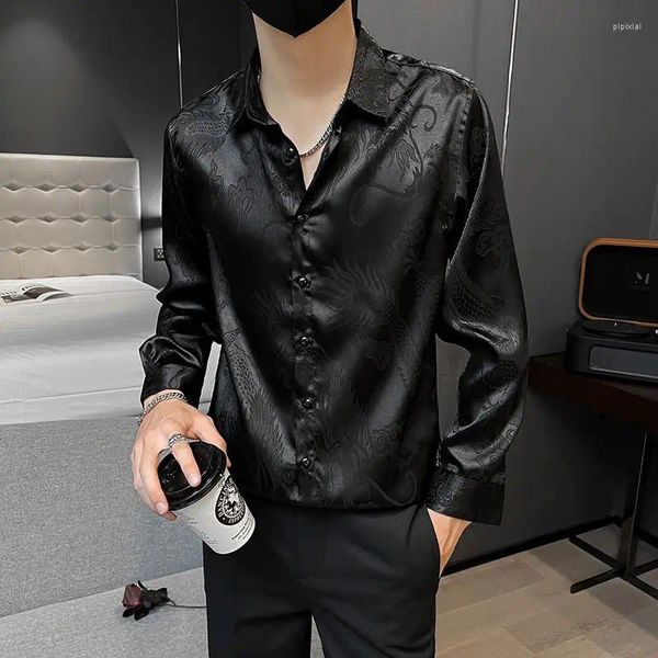Chemises décontractées pour hommes pour hommes Business Black Man Shirt Funding Plain Anime Graphic High Quality Luxury Summer Fashion 2024 Trendyol Slim Fit