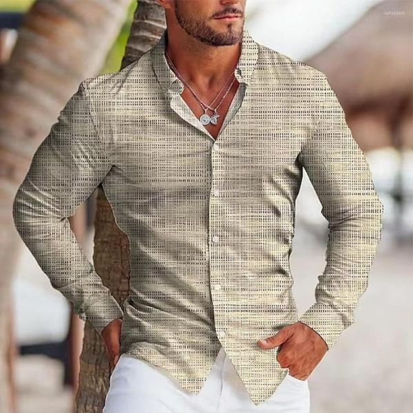 Hommes chemises décontractées pour hommes boutonné Muscle mode numérique imprimé Vintage à manches longues fête T habiller vêtements Streetwear
