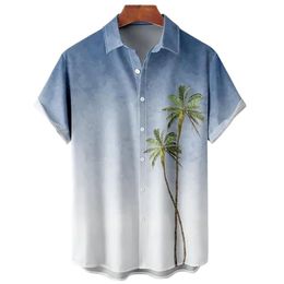 Casual shirts voor mannen voor mannen kokosnoot Hawaiiaanse zomer afslaan kraag korte mouw tops Amerikaanse oversized kleding Europese sizemen's
