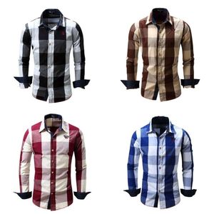Chemises décontractées pour hommes pour hommes minces coton en coton teinture à plaid cowboy chemise simple poitrine de manches complètes