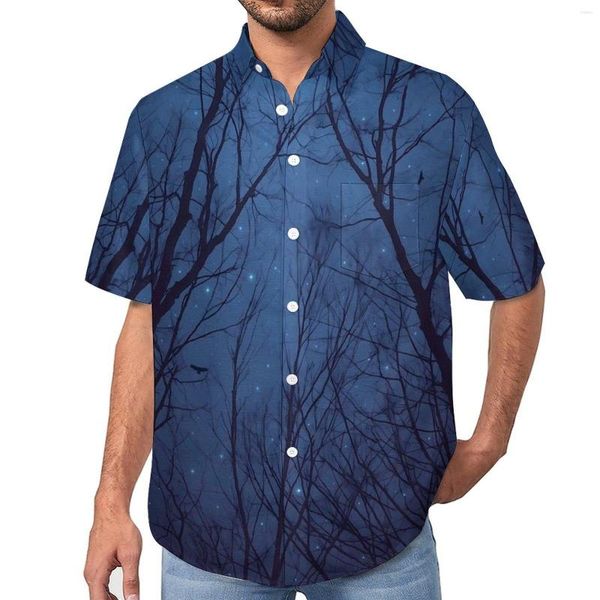 Chemises décontractées pour hommes Chemise à imprimé forêt Loved The Stars Beach Loose Hawaii Cool Blouses Manches courtes Graphic Oversize Clothes