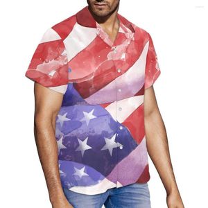 Casual shirts voor heren foreDesigns Signs American Flag Print Fashion Hawaiian Men Shirt 4 juli Cool Turn Down Collar Short Sleeve Summer Parade