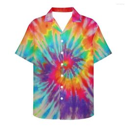 Casual shirts voor heren voorzigelen tie-dye bedrukt Hawaiiaans strandshirt voor heren zomer korte mouw aloha heren vakantie vakantie trots