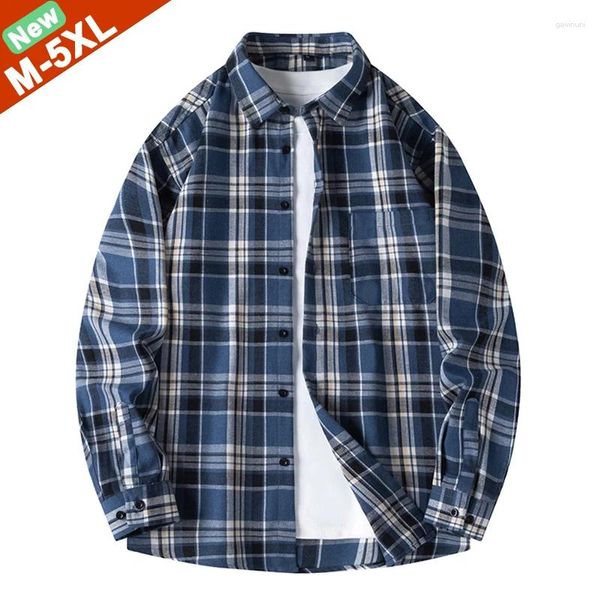 Chemises décontractées pour hommes Livraison gratuite Hommes Mâle Printemps Plaid Automne Manches longues Slim Fit Plus Taille 4XL 5XL Vêtements Garçons Jeunes