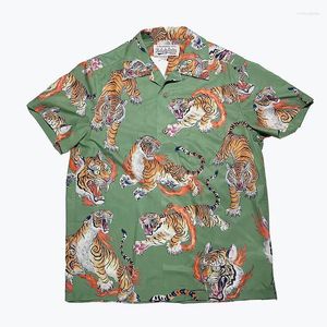 Chemises décontractées pour hommes Chemise d'impression de tigre complet Hommes Femmes Abricot Hawaïen