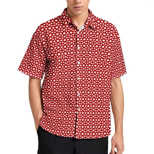 Chemises décontractées pour hommes Drapeaux amusants Chemise de vacances Drapeau du Canada Hawaii Hommes Blouses de mode à manches courtes Tops imprimés Plus Taille