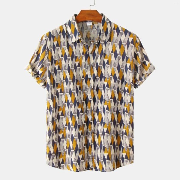 Chemises décontractées pour hommes Funky Plaid Print Hawaiian Shirt Hommes 2023 Marque À Manches Courtes Tropical Beach Party Vacances Vêtements De Vacances