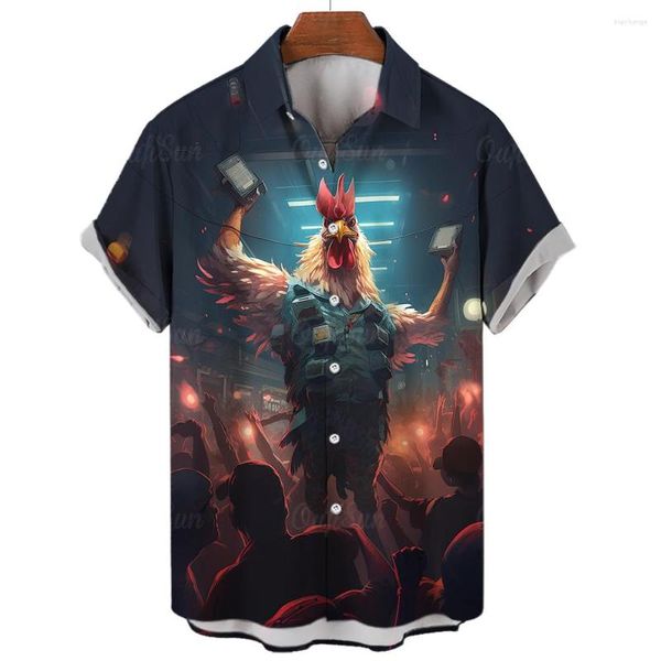 Camisas casuales para hombres Pollo divertido Hombres camiseta Tops Impresión 3D Animal Ropa de verano Moda para hombre Traje de manga corta de gran tamaño 5XL