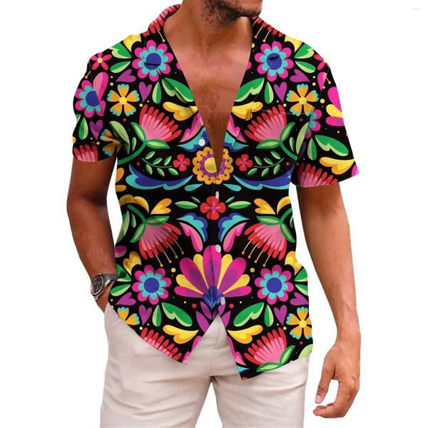 Camisas casuales para hombres Camiseta Funny Flower Beach Camiseta 3D Impresión México Tops de gran tamaño