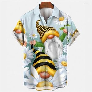 Heren casual shirts grappige kerstman cosplay 3D gedrukt voor mannen kleding Hawaiiaanse kerstcadeaus blouses Y2k knop tops strand