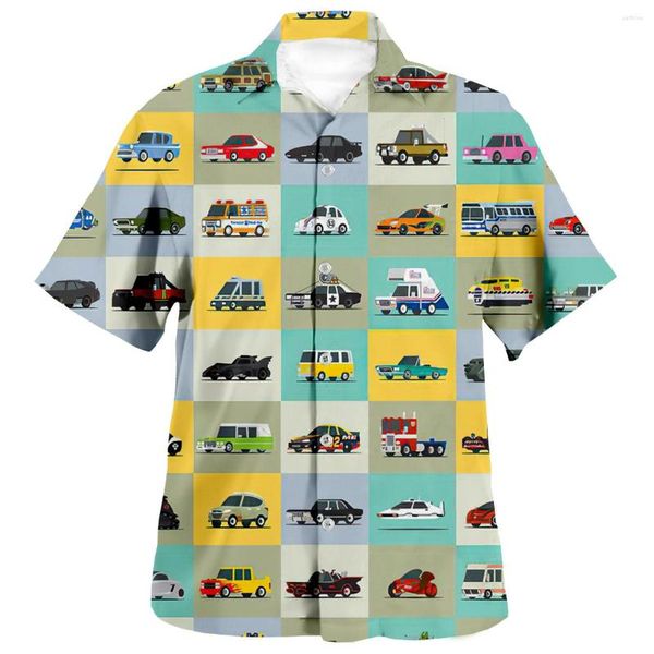 Chemises décontractées pour hommes Funny Toy Model Cars 3D Print Anime Shirt Beach Hawaiian Summer Short Sleeve Streetwear Oversized 5XL Chemise Homme