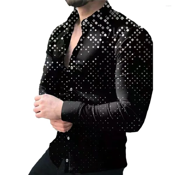 Chemises décontractées pour hommes Gentleman baroque hawaïen chemise à manches longues boutonnée pour robe de soirée différentes tailles