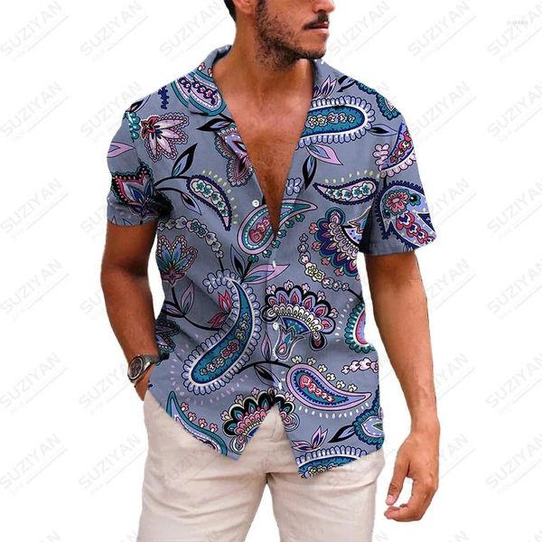 Camisas casuales para hombres Gentlemanlike Beach Camisas para hombres para hombres Tronco de moda Impreso Paisley en línea Versión coreana británica