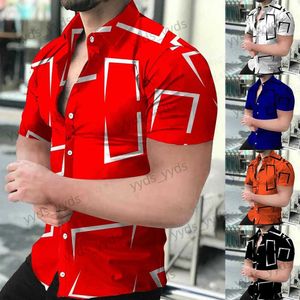 Chemises décontractées pour hommes Chemises de plage à imprimé géométrique 3D Chemises hawaïennes à manches courtes Blouses pour hommes Chemise graphique Cuba Camisa Vêtements pour hommes T240124