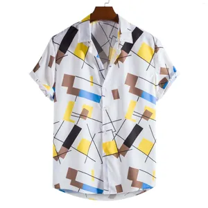 Chemises décontractées pour hommes Chemise hawaïenne à imprimé géométrique Hommes Camisa Masculina 2024 Marque Slim Fit Manches courtes Plage Harajuku Vêtements floraux