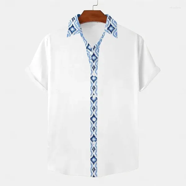 Chemises décontractées pour hommes Geométric Tribal imprimé de chemise Street Street Out Summer Summer Sweve Soft Eleging Button Soft Eleging Button Design
