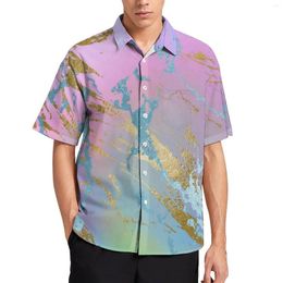 Camisas casuales para hombres Glod Metallic Shirt Girly Millennial Pastel Beach Loose Summer Fashion Blusas Ropa de manga corta de gran tamaño