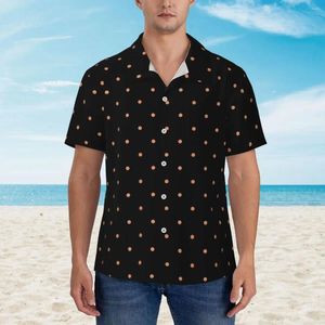 Casual shirts voor heren Gold Dot Beach Shirt Vintage Polka Dots Hawaii Men Elegant Blouses Short Sheeves Street Style Design Clothing
