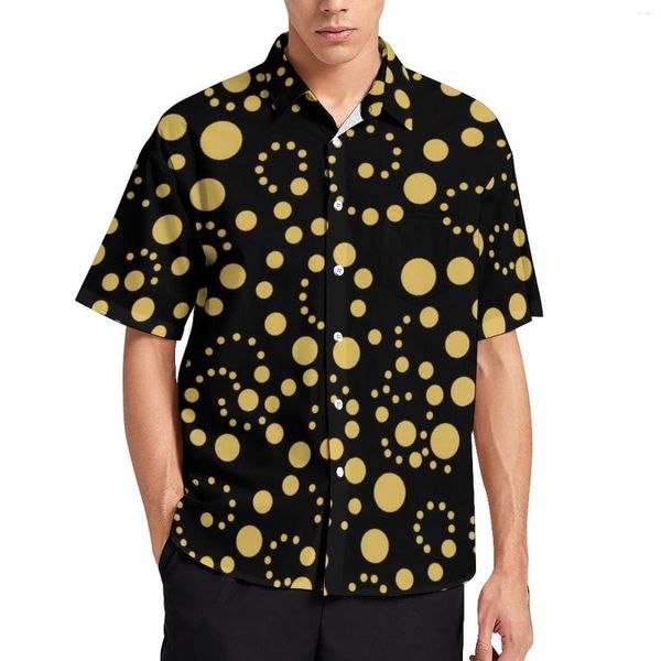 Camisas informales para hombre, camisa de vacaciones con estampado de lunares dorados, blusas de moda de verano, patrón masculino 3XL 4XL