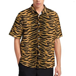 Casual shirts voor heren gouden tijger print losse shirt vakantie Vakantie dierenhuidliefhebbers Hawaiiaans patroon korte mouw vintage oversized blouses