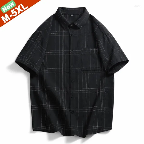 Chemises décontractées pour hommes Bonne qualité Hommes Summer Plaid Mens Vêtements pour hommes Jeune garçon Japon Mode coréenne Plus Taille 4XL 5XL Bateau gratuit