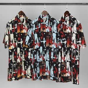 Casual shirts voor heren van goede kwaliteit Wacko Maria Hawaii Fashion Men 1: 1 digitale print zomerstijl dames shirt streetwear Tees heren kleding