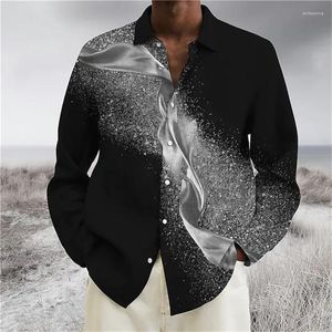 Chemises décontractées pour hommes Gradient Graphic 3D Printing Silver Shirt Hawaiian Men 2023 Dressing formel pour hommes Social Party Lapel Button S-6XL