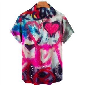 Chemises décontractées pour hommes Graffiti Dyeing Harajuku Summer Mens Hawaiian Shirt Cool Thin Breathable Coll Colaire court 240416