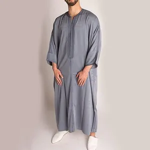 Chemises décontractées pour hommes Gris Style ethnique africain Chemise longue Robe musulmane et pull pour hommes Été Moyen-Orient Kaftan 2023 M-4XL